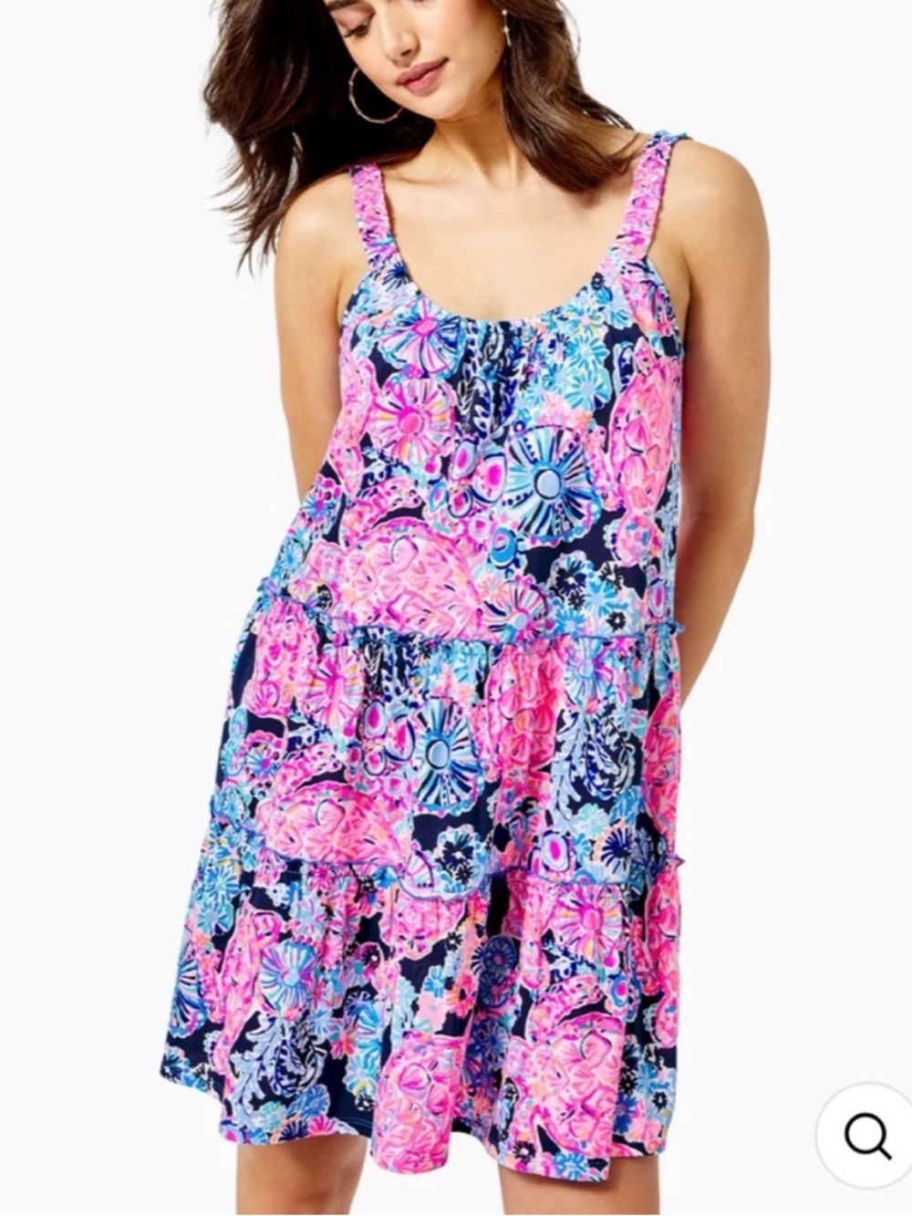 LILLY PULITZER HIGH TIDE NAVY IN TURTLE AMAZEMENT LORO SWING DRESS Medium